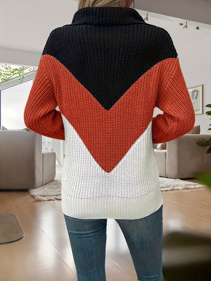 Fagina – Elegancki Sweter Z Dzianiny Z Półzamkiem