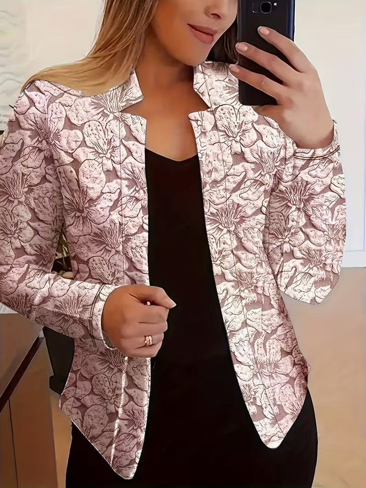 Tifany – Marynarka z Długim Rękawem w Kwiatowy Wzór