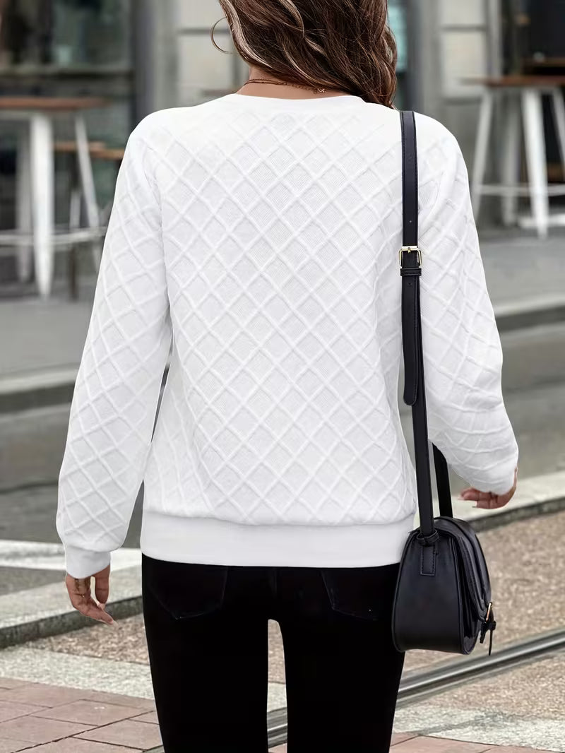 Juliet – Bluza z Długim Rękawem z Teksturowanym Materiałem i Zamkiem Przy Szyi