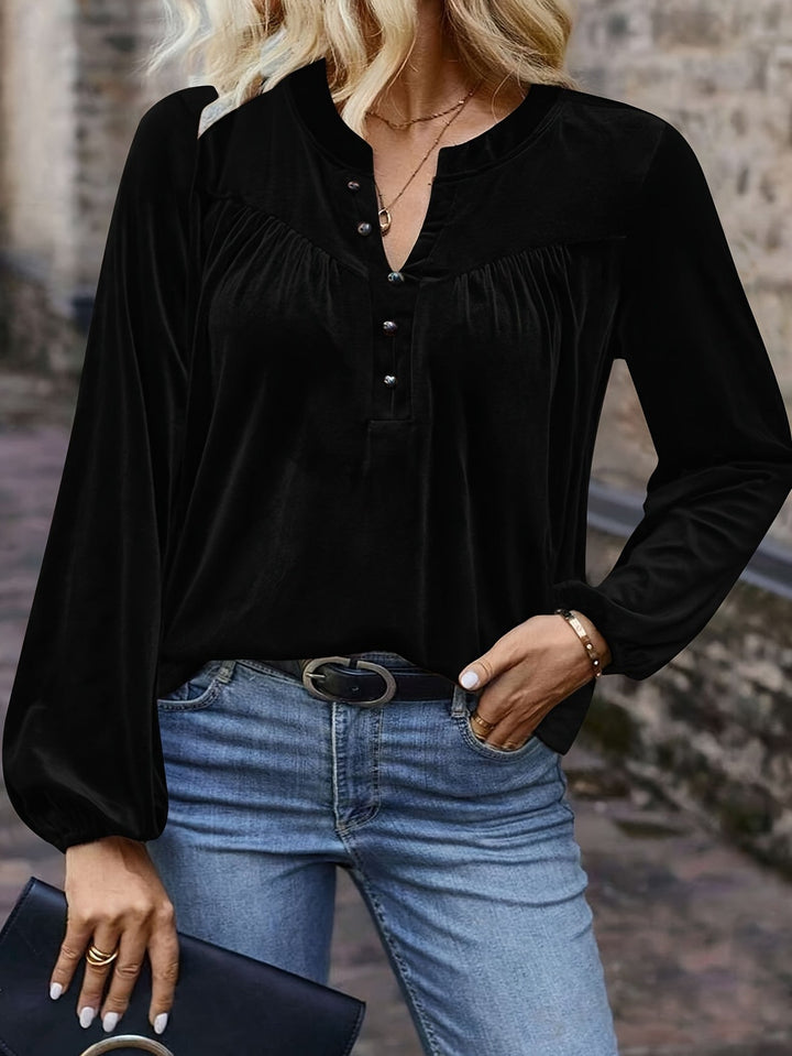 Ramina - Elegancka Koszula Z Długim Rękawem W Stylu „Lantern”