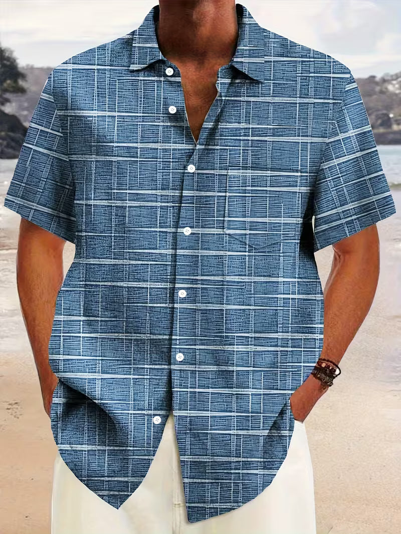 Jerrick - Koszula w Stylu Vintage z Geometrycznym Wzorem