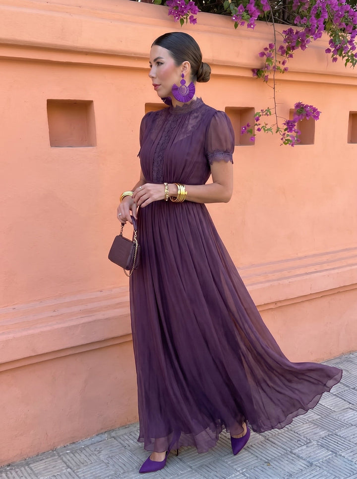 Eshley – Sukienka Maxi Z Szyfonu W Stylu Vintage