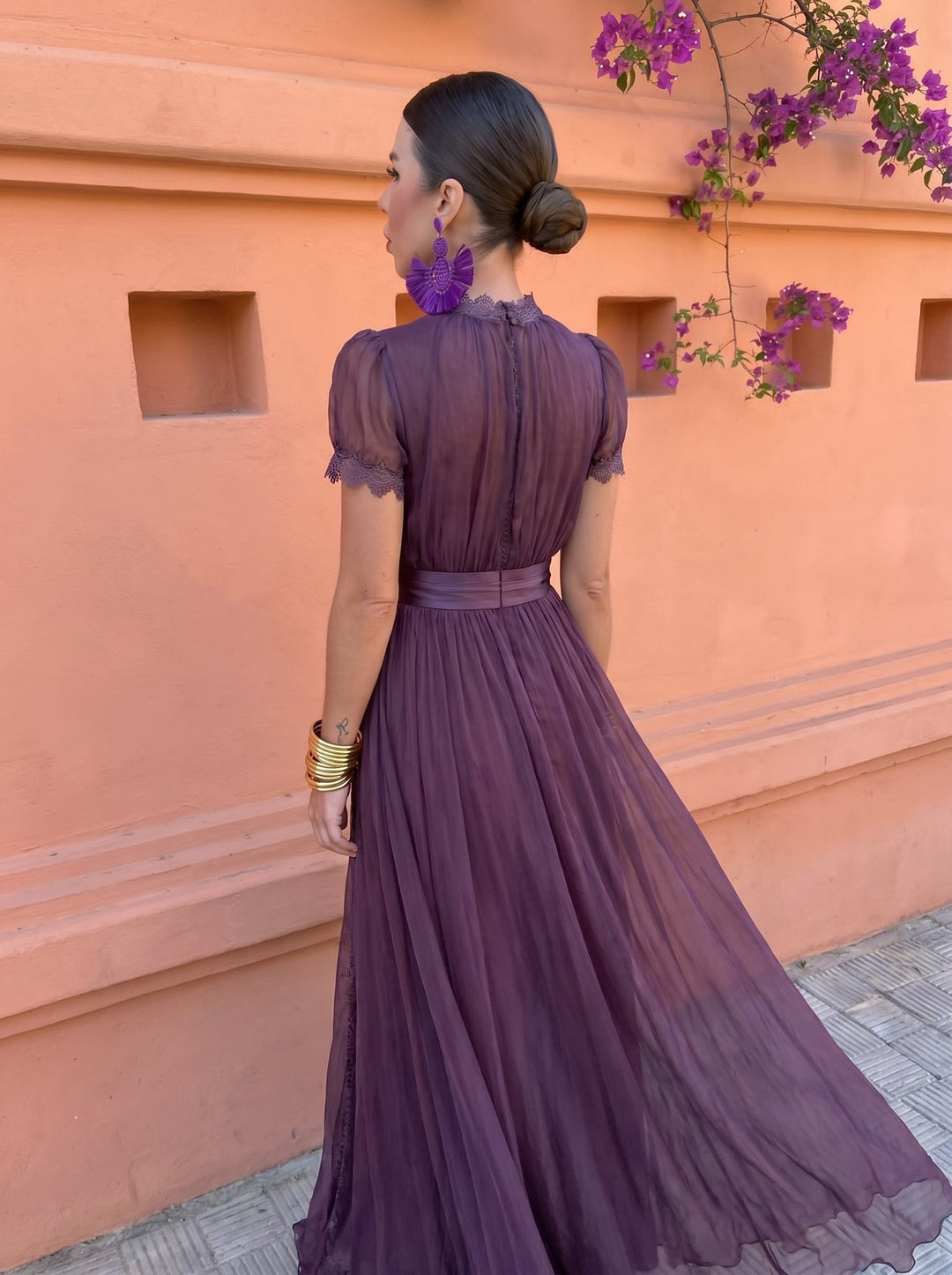 Eshley – Sukienka Maxi Z Szyfonu W Stylu Vintage