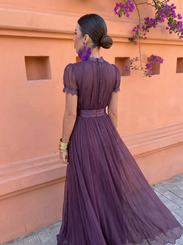 Eshley – Sukienka Maxi Z Szyfonu W Stylu Vintage