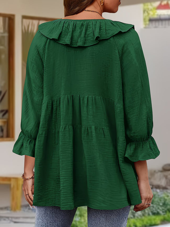 Garbine – Elegancka Bluzka z Falbaną Przy Szyi
