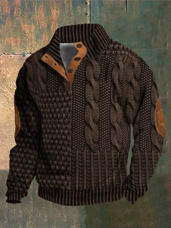 Gwydion – Sweter z Dzianiny Typu Patchwork