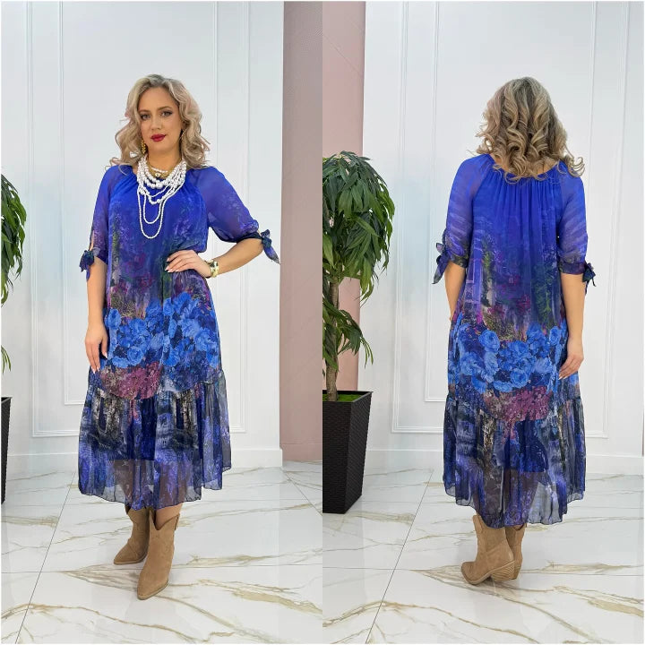 Akarsha - Elegancka Sukienka z Krótkim Rękawem