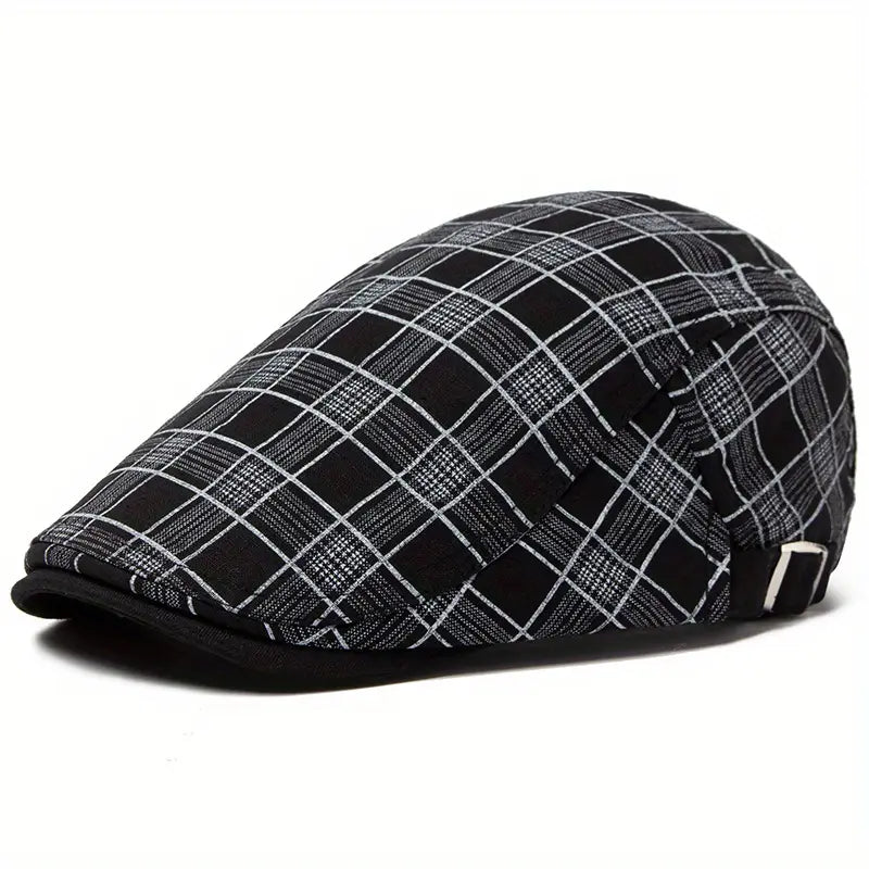 Zared – Regulowana Czapka Beretowa w Stylu vintage w Kratę