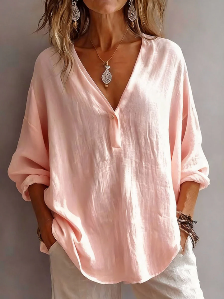 Melna – Elegancka Bluzka z Dekoltem w Serek