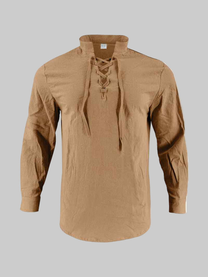 Darshana - Lniana Koszulka Polo w Mandarynki