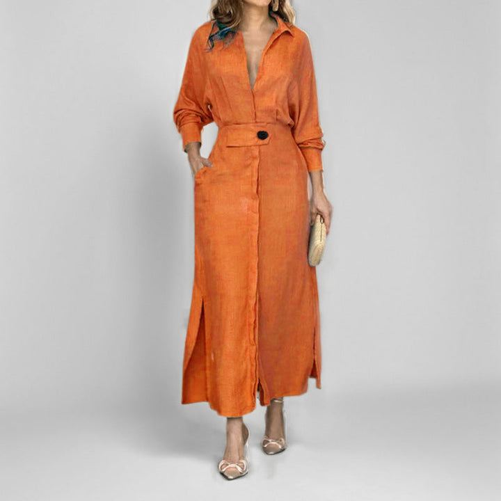 Binalee - Sukienka Midi z Długimi Rękawami