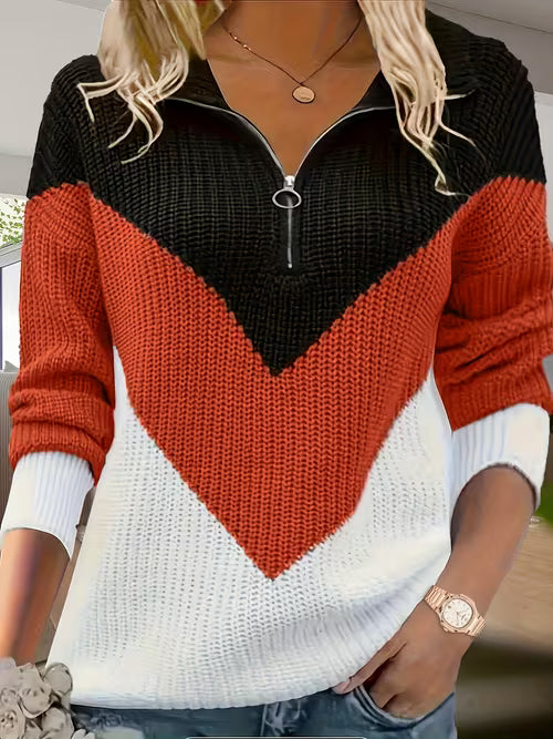 Fagina – Elegancki Sweter Z Dzianiny Z Półzamkiem