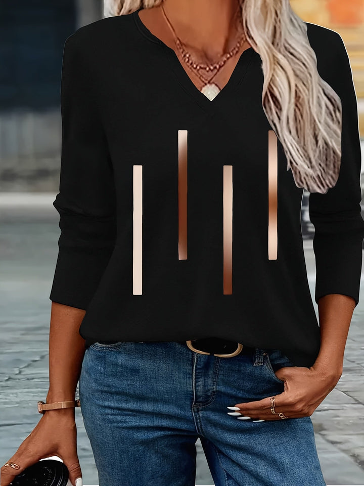 Ziqian - Elegancka Koszula Z Nadrukiem I Długimi Rękawami