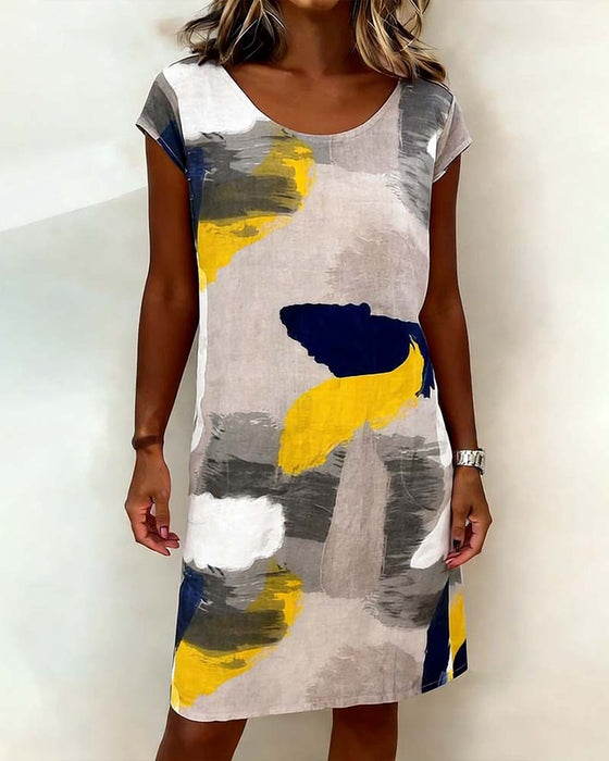 Addie – Sukienka z Okrągłym Dekoltem i Nadrukiem w Stylu Tie-dye