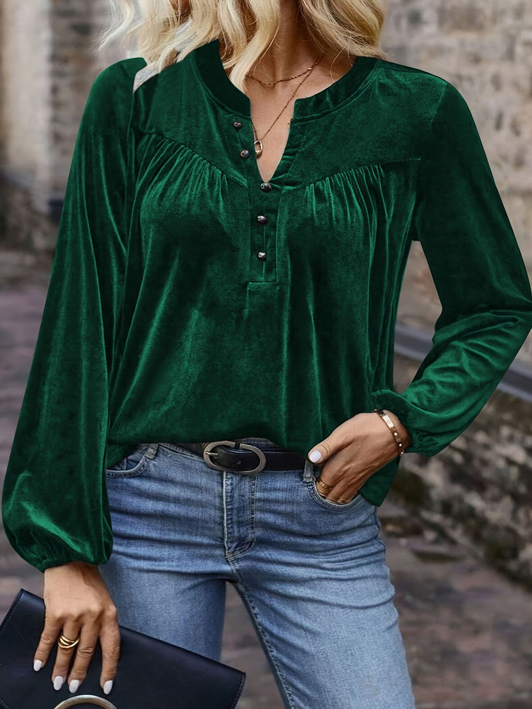 Ramina - Elegancka Koszula Z Długim Rękawem W Stylu „Lantern”