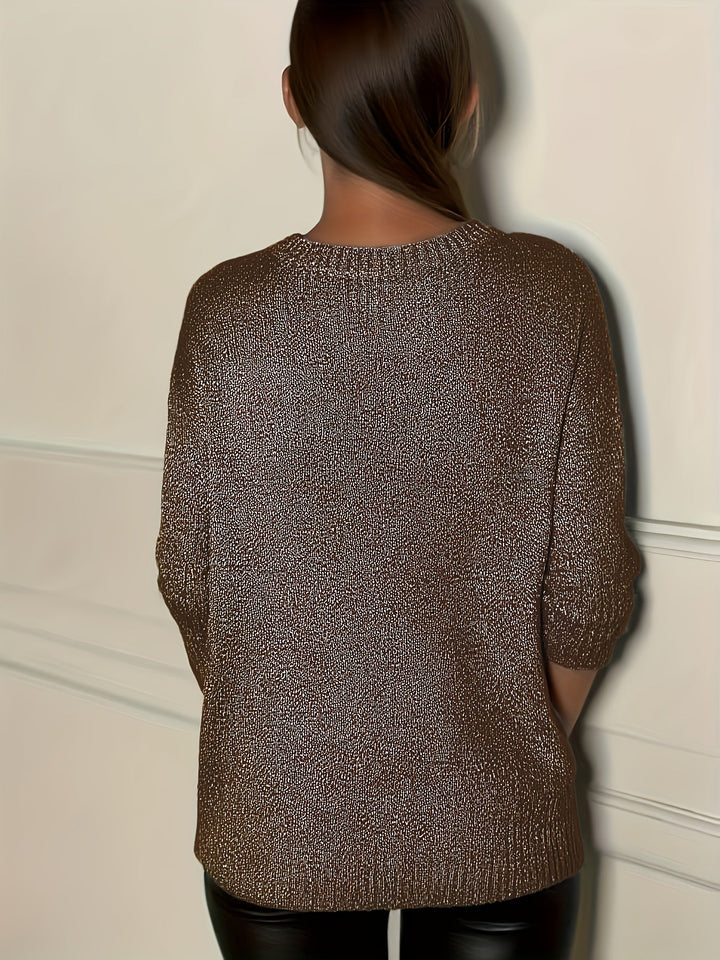 Healy – Sweter z Dzianiny z Dekoltem w Szpic