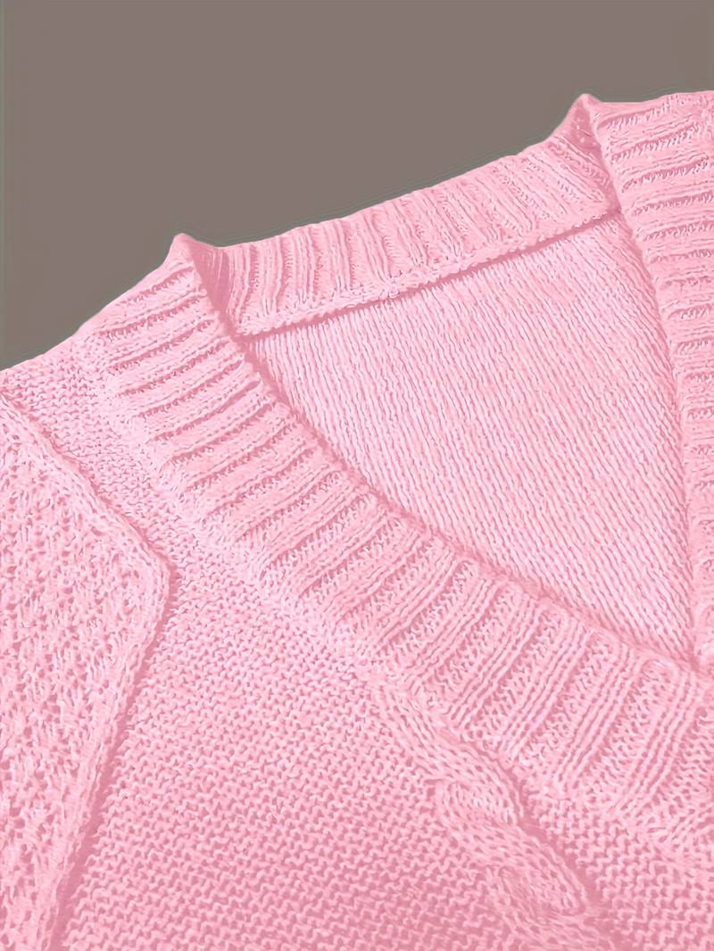 Tzvia - Sweter z Dzianiny z Dekoltem w Serek