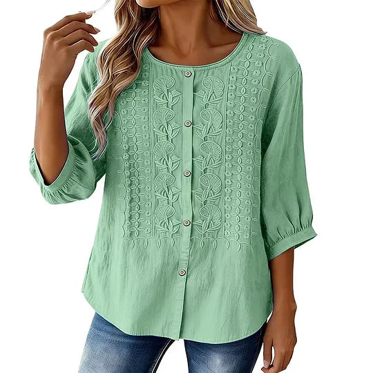 Andreza – Bawełniana Bluzka Zapinana Na Guziki