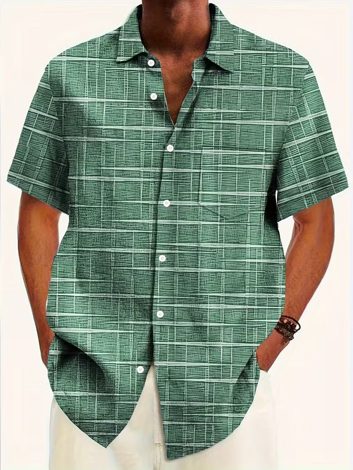 Jerrick - Koszula w Stylu Vintage z Geometrycznym Wzorem