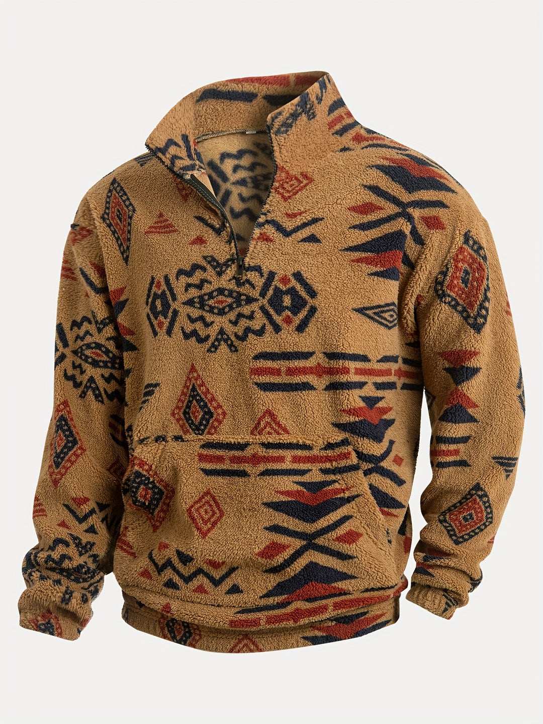 Jacco – Bluza Polarowa Z Półzamkiem I Geometrycznym Nadrukiem