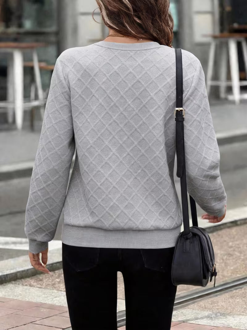 Juliet – Bluza z Długim Rękawem z Teksturowanym Materiałem i Zamkiem Przy Szyi