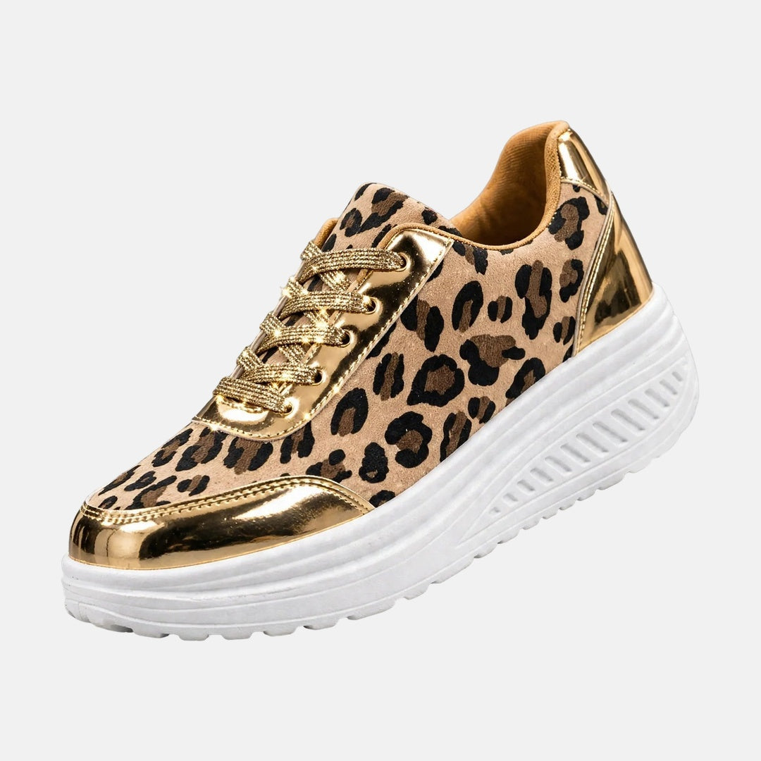 Alika - Sneakersy Na Koturnie Z Leopardzim Wzorem