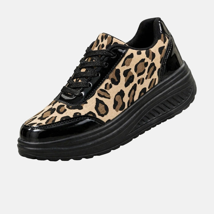 Alika - Sneakersy Na Koturnie Z Leopardzim Wzorem