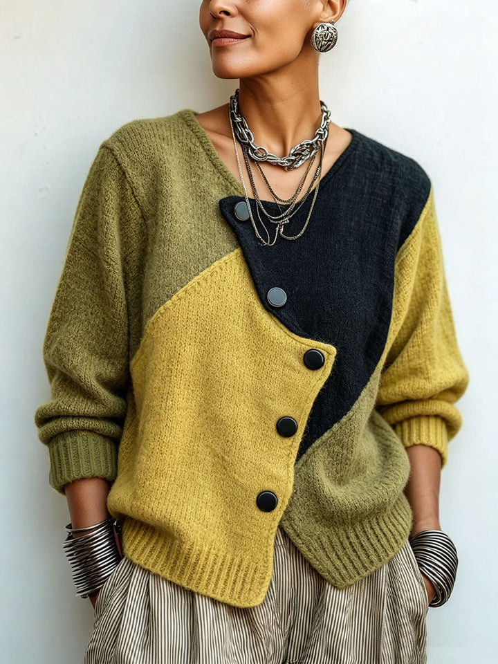 Lizana – Asymetryczny Sweter Z Dzianiny W Stylu Color-Block