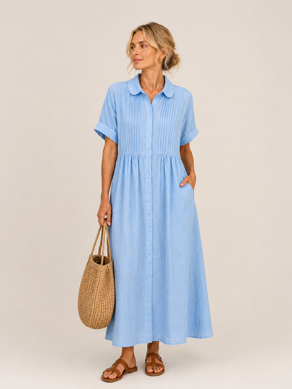 Anjali – Letnia Sukienka Midi w Stylu Koszuli