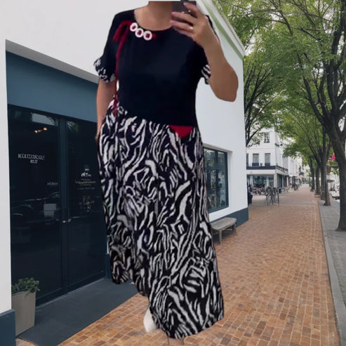 Zahara – Swobodna Sukienka w Stylu Patchwork