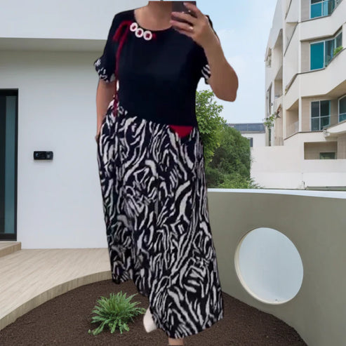Zahara – Swobodna Sukienka w Stylu Patchwork