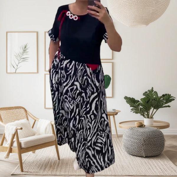 Zahara – Swobodna Sukienka w Stylu Patchwork