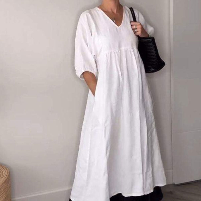 Shantel - Sukienka z Dekoltem w Serek w Stylu Casual