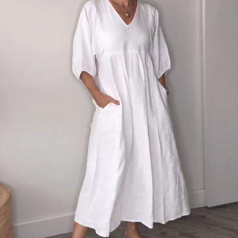 Shantel - Sukienka z Dekoltem w Serek w Stylu Casual