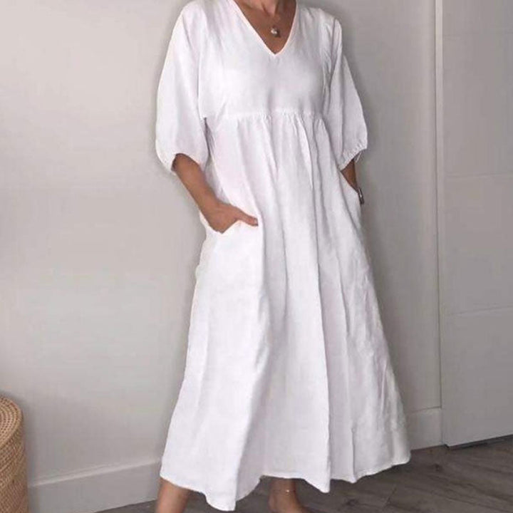 Shantel - Sukienka z Dekoltem w Serek w Stylu Casual