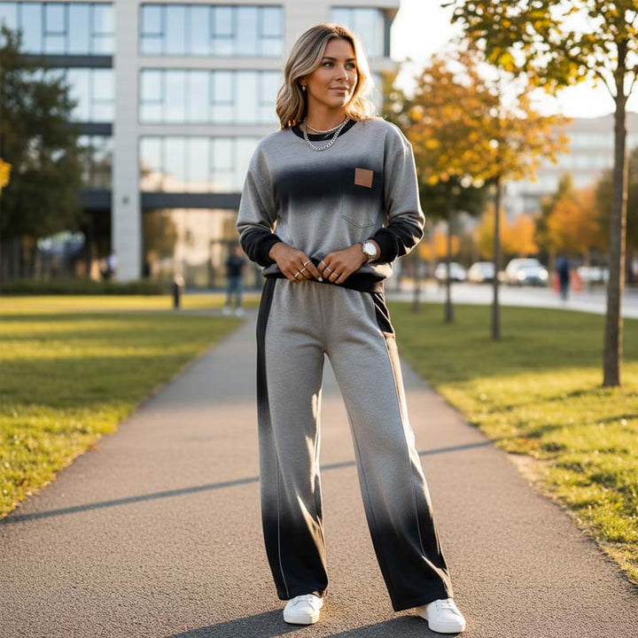 Helinza – Zestaw z Bluzką i Spodniami w Stylu Casual