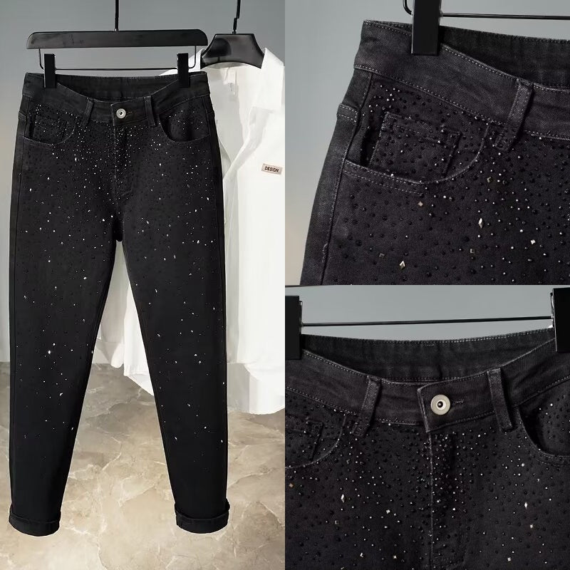 Jake - Dżinsy Slim fit z Wysokim Stanem i Kryształkami