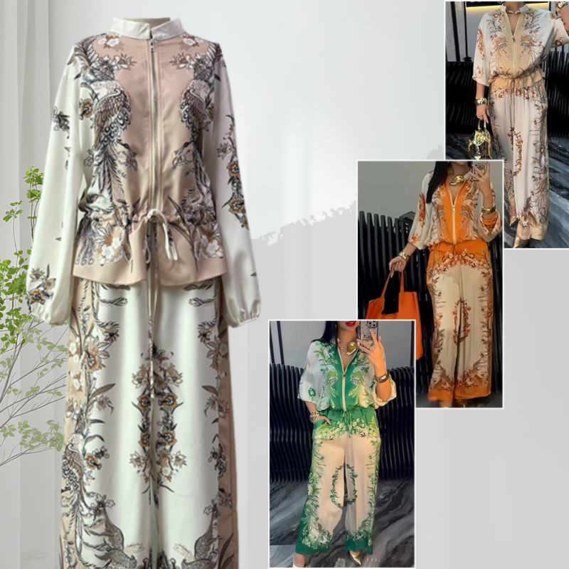 Katya – Elegancki Dwuczęściowy Komplet w Kwiatowy Wzór
