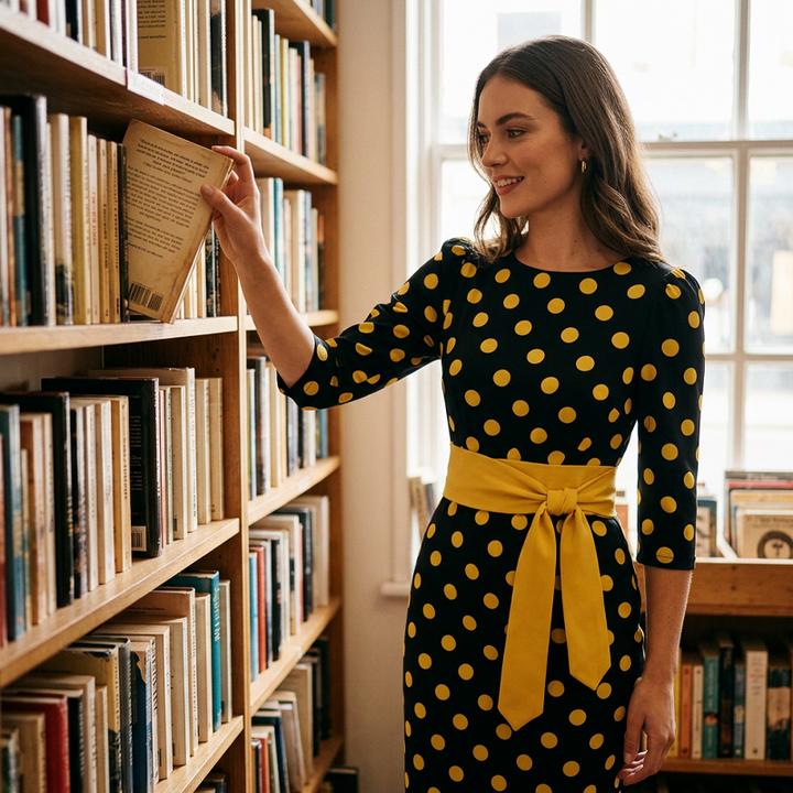 Konila – Elegancka Sukienka w Stylu Retro w Groszki
