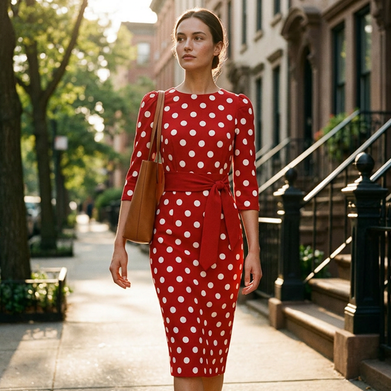 Konila – Elegancka Sukienka w Stylu Retro w Groszki