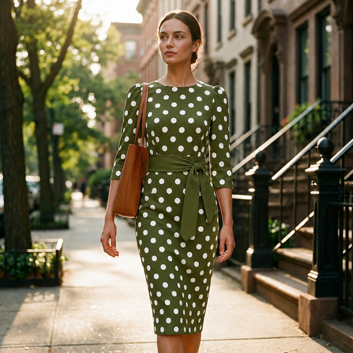 Konila – Elegancka Sukienka w Stylu Retro w Groszki