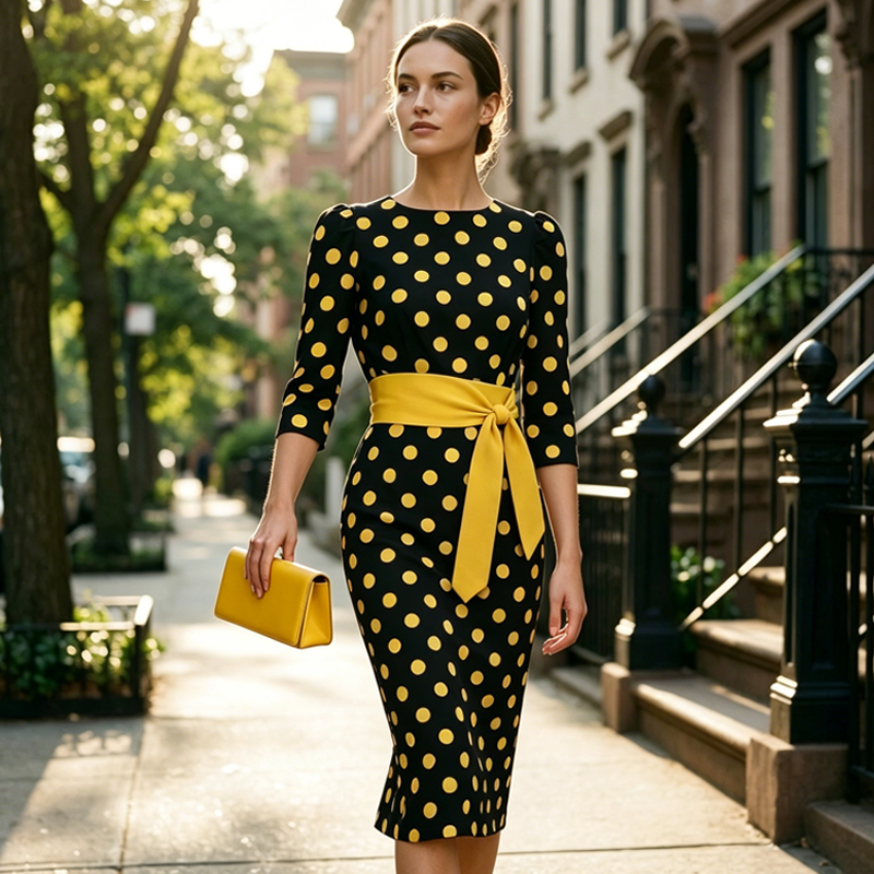 Konila – Elegancka Sukienka w Stylu Retro w Groszki