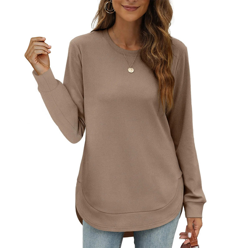 Lizza – Bluza Z Okrągłym Dekoltem I Zaokrąglonym Dołem
