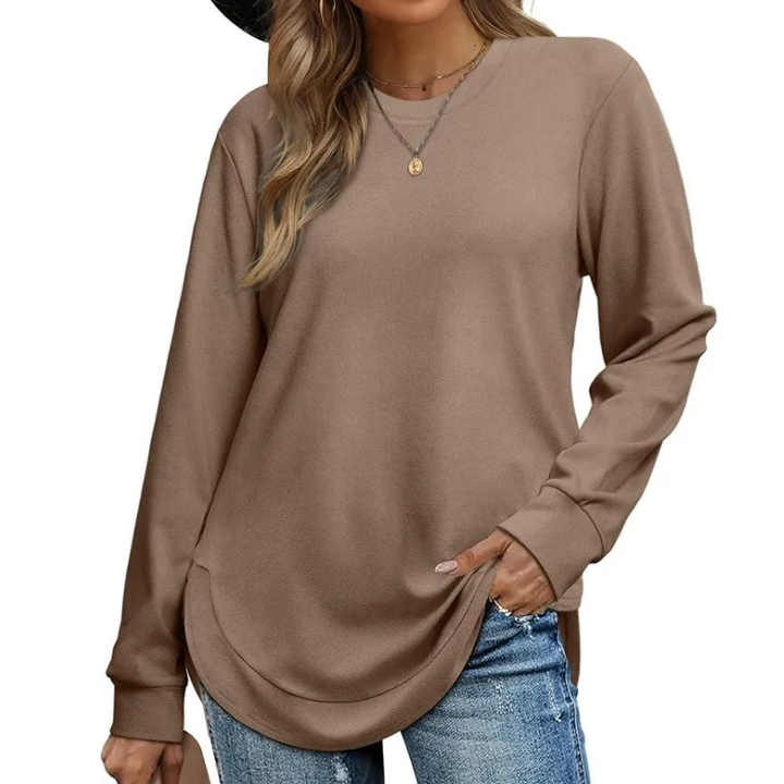 Lizza – Bluza Z Okrągłym Dekoltem I Zaokrąglonym Dołem