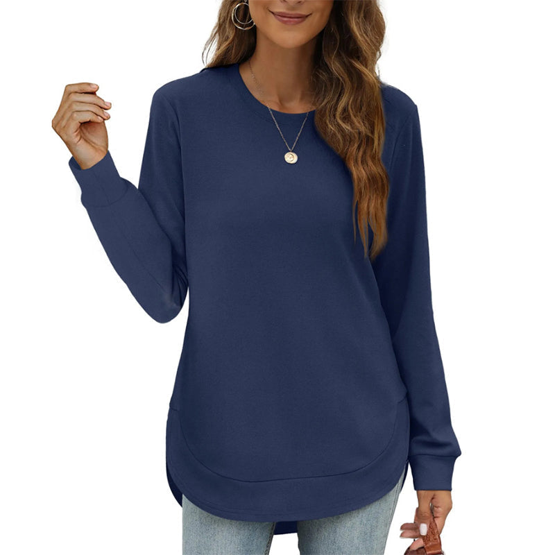 Lizza – Bluza Z Okrągłym Dekoltem I Zaokrąglonym Dołem