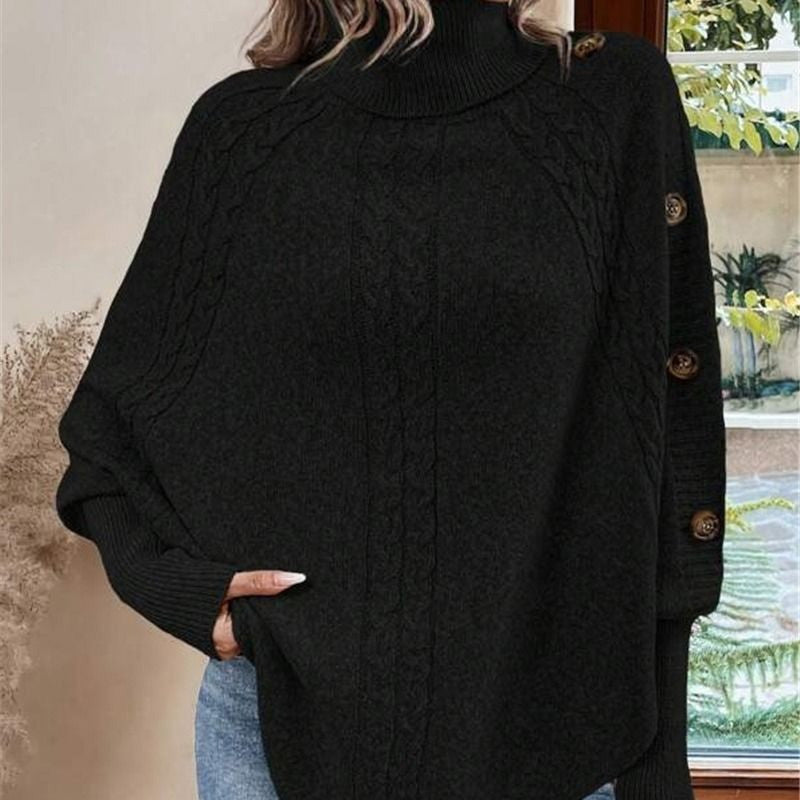 Rylee - Elegancki Sweter Z Wysokim Kołnierzem I Asymetrycznym Dołem