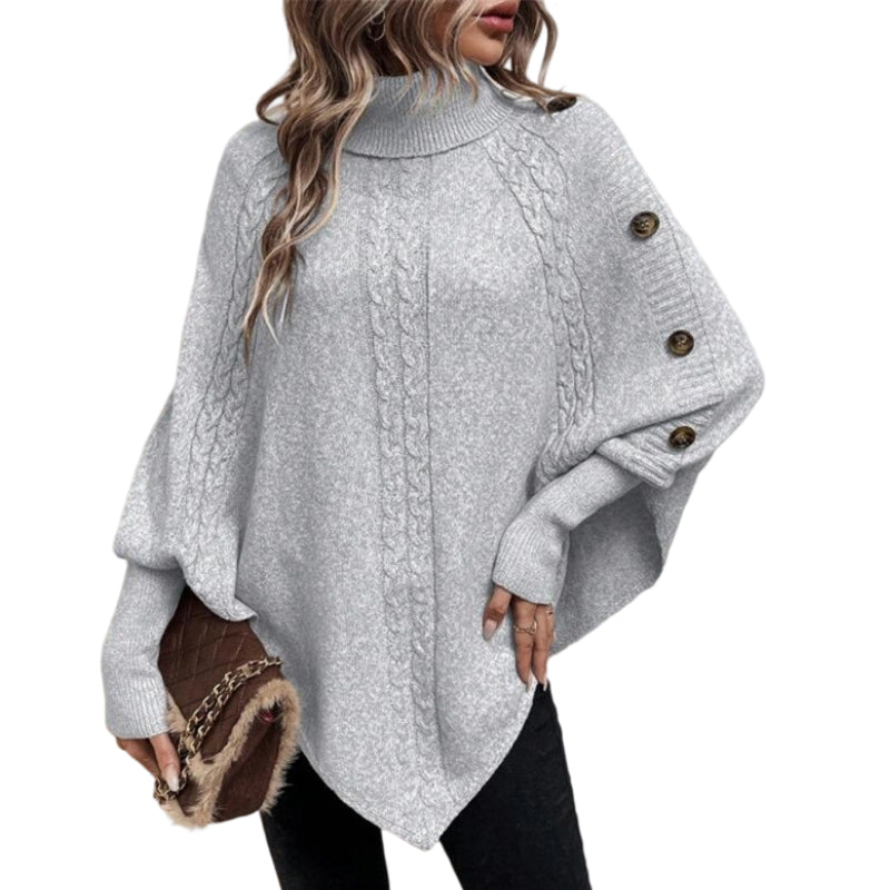 Rylee - Elegancki Sweter Z Wysokim Kołnierzem I Asymetrycznym Dołem